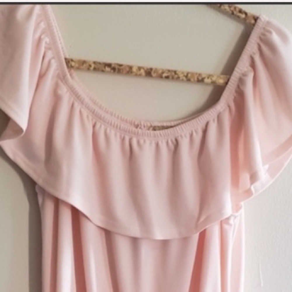 Pink Blush Off The Shoulders Elastic Waist Jumpsuit - Picture 6 of 10